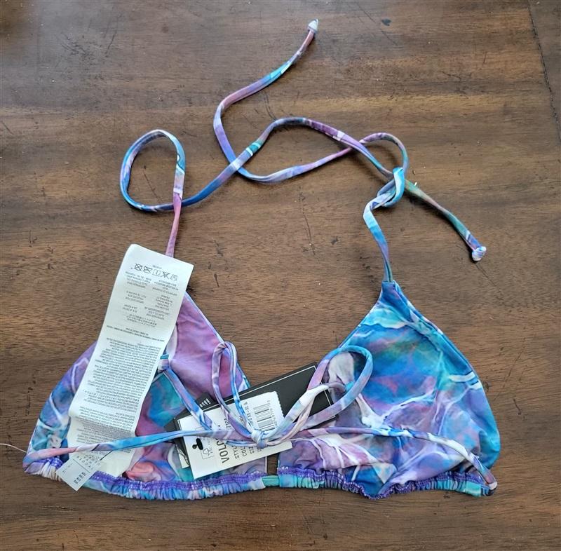 NWOT Volcom L Georgia May Jagger Tie Dye Triangle Halter Bikini Swim Top 122737