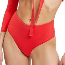 NWOT Good American sz 2 Med Swim Brief Bikini Bottom Poppy Red 122740