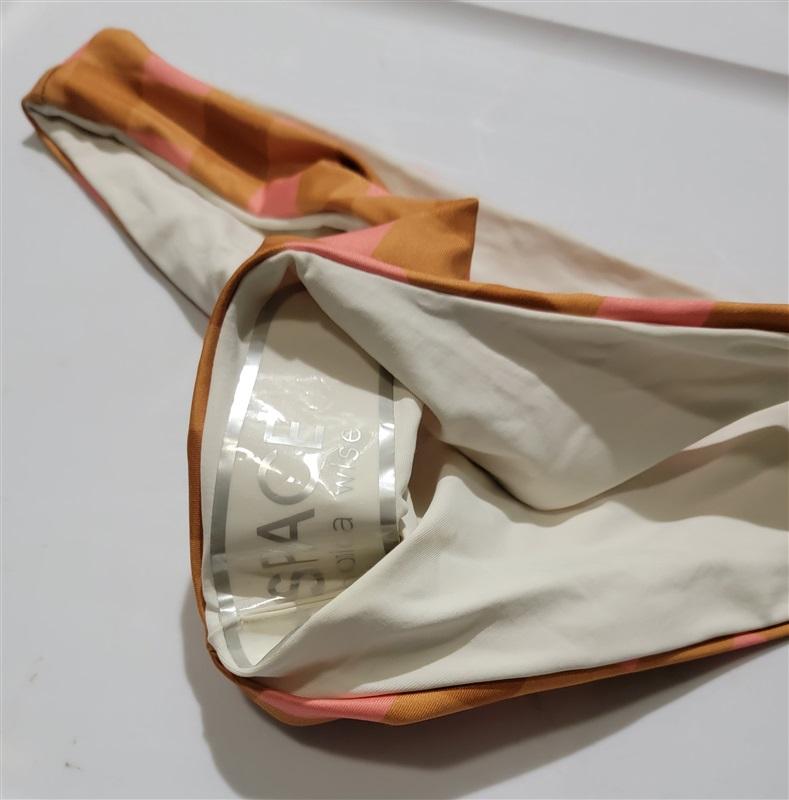 NWT L*Space M Pink Brown Squares SSG Bikini Swim Bottom 122741