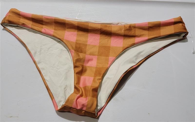 NWT L*Space M Pink Brown Squares SSG Bikini Swim Bottom 122741