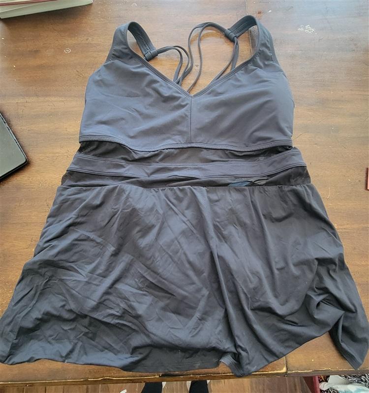 NWT Bleu Rod Beattie 22w Black Plus Mesh Cross Back 1PC Swimdress 122760