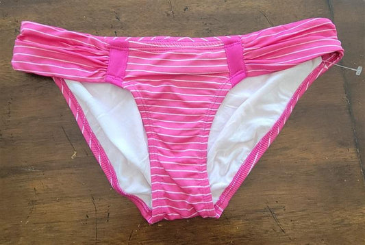 NWOT Robin Piccone M Tab Side Hipster Pink Stripe Bikini Bottom 122761
