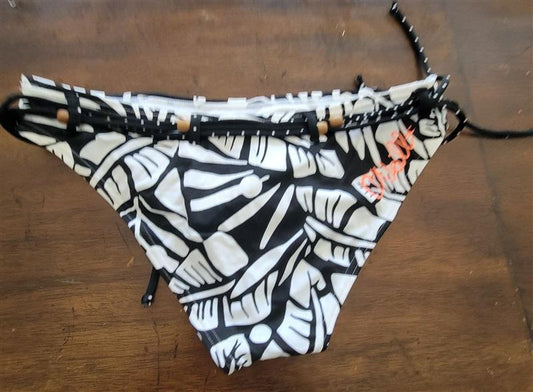 NWOT O'Neill M Black White Tropical Belted Bikini Swim Bottom 122770