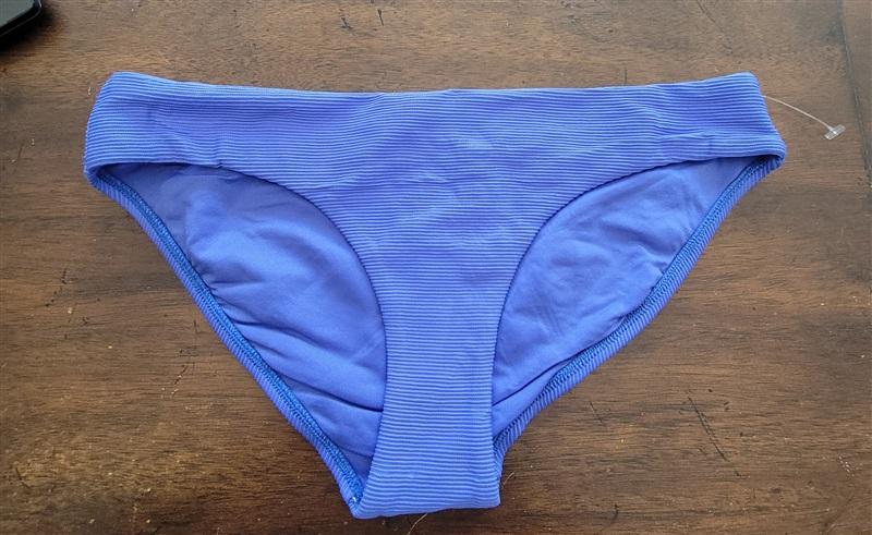 NWOT Milea 10 Mini Rib Mid Rise Bikini Swim Bottom Blue 122788