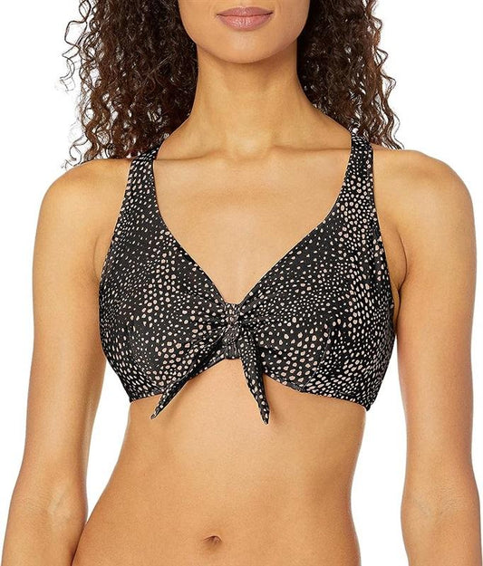 NWOT Seafolly 10 USA F Cup Safari Spot Tie Front Bikini Top 122818