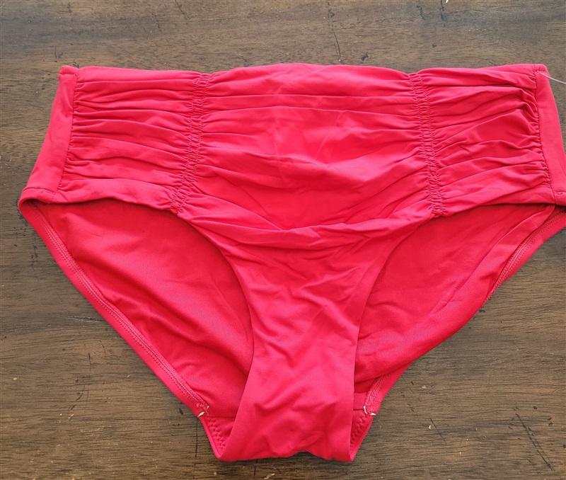 NWOT Seafolly Red SZ 4 USA Shirred High-Waisted Bikini Swim Bottom 122820