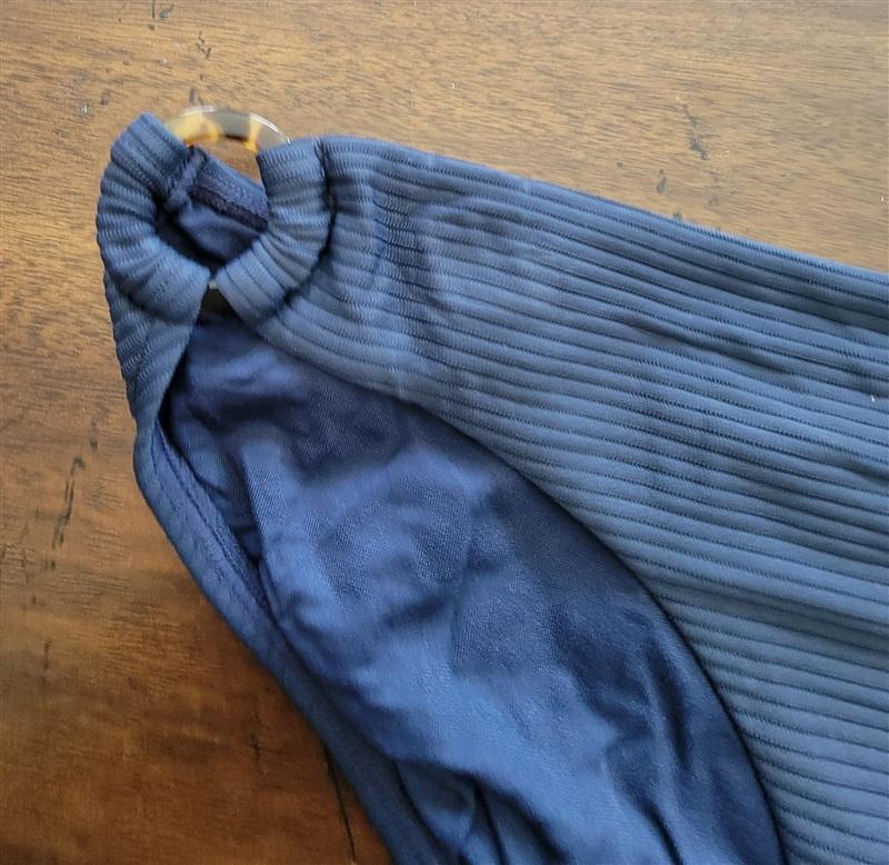 NWOT Seafolly Unterteil SZ 8 Ribbed Side-Ring Bikini Swim Bottom Blue 122831