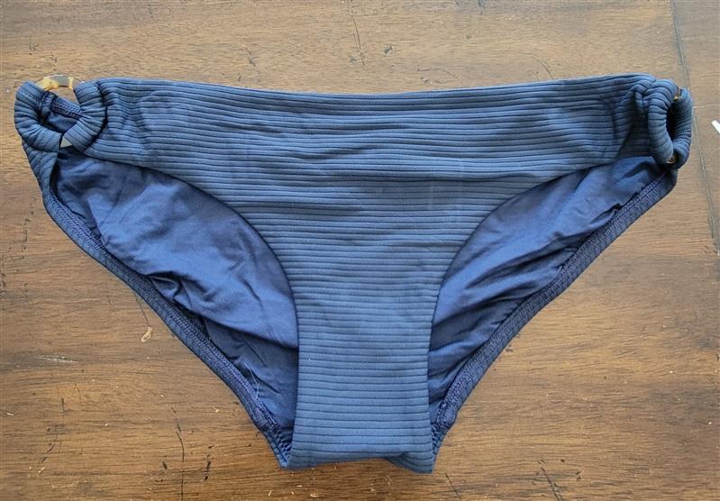 NWOT Seafolly Unterteil SZ 8 Ribbed Side-Ring Bikini Swim Bottom Blue 122831