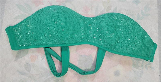 NWOT Calzedonia Colbey Sequin Green Bandeau Bikini Swim Top 122833