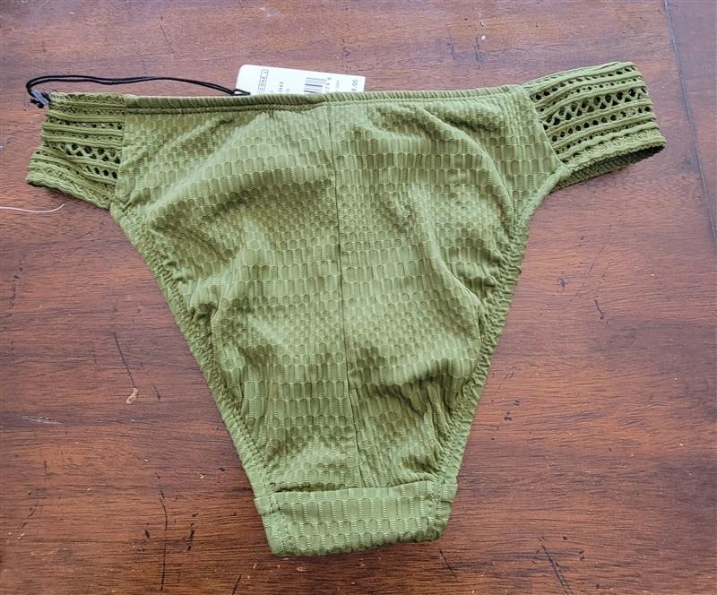 NWT Robin Piccone Perla S Green Crochet Banded Bikini Swim Bottom 122837