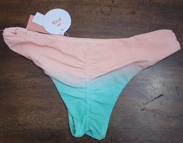 NWT Pilyq M Sunset Pink Green Ombre Ruched FULL Bikini Swim 122840