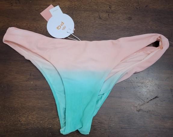NWT Pilyq M Sunset Pink Green Ombre Ruched FULL Bikini Swim 122840