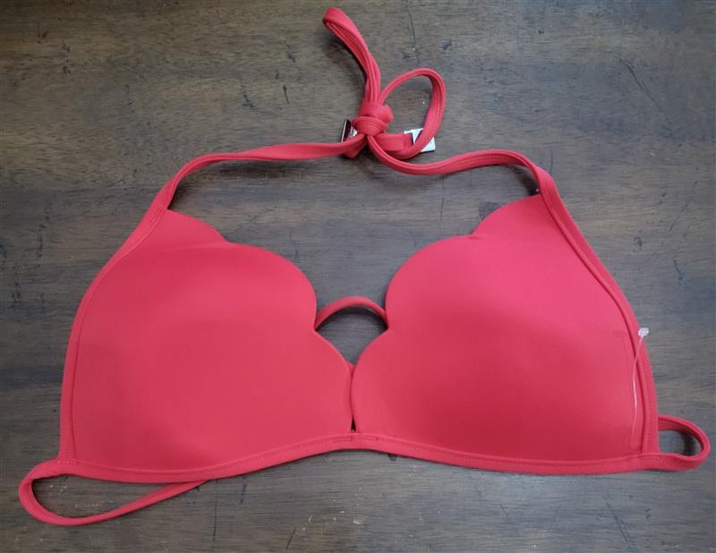 NWOT Seafolly 4 USA Petal Edge Fixed Tri Brazilian Bikini Swimsuit Red 122844