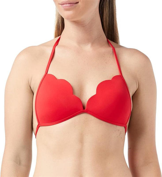 NWOT Seafolly 4 USA Petal Edge Fixed Tri Brazilian Bikini Swimsuit Red 122844
