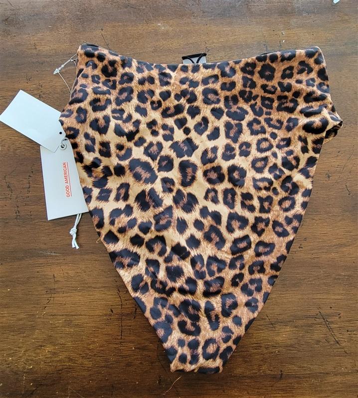 NWT Good American sz S 0 Leopard Reversible Swim Bikini Bottom 122848