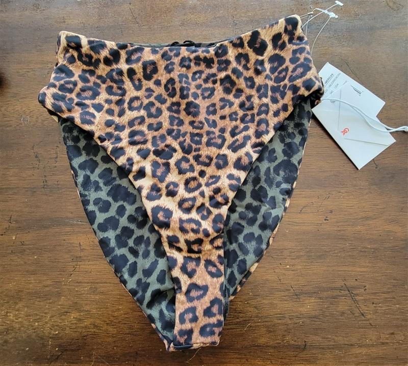 NWT Good American sz S 0 Leopard Reversible Swim Bikini Bottom 122848
