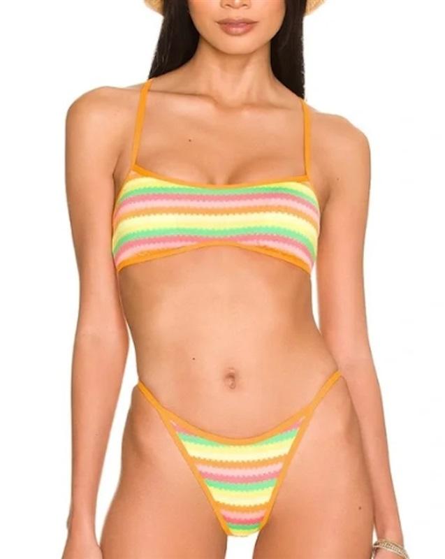 NWT L*Space S Tommy Bitsy Bikini Bottom Orange yellow 122853