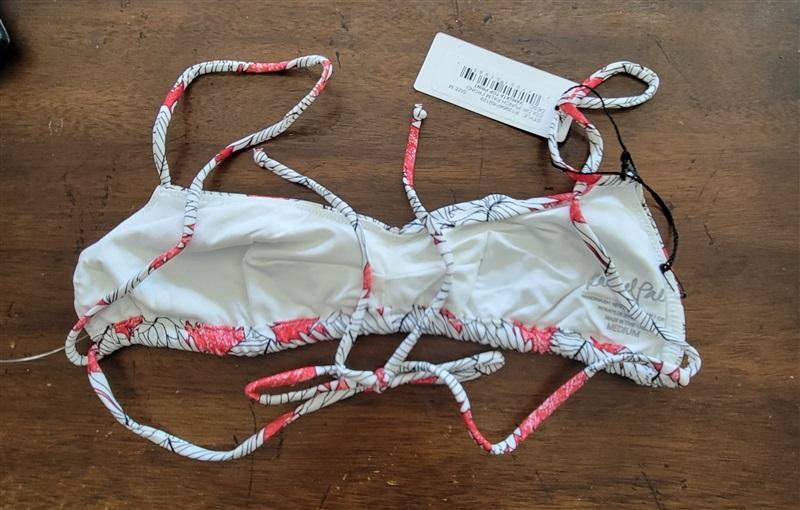 NWT Rachel Pally M Vanuata Punch Palm Frond Bandeau Bikini Swim Top 122884