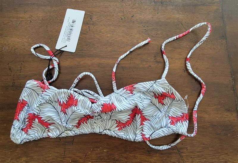 NWT Rachel Pally M Vanuata Punch Palm Frond Bandeau Bikini Swim Top 122884