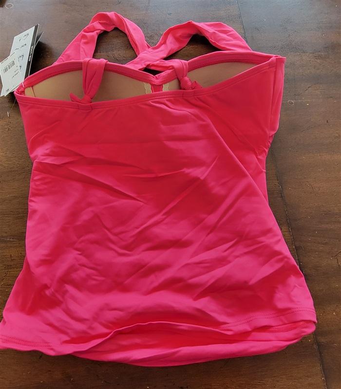 NWT La Blanca Island Goddess SZ 8 Halter Bandeau Tankini Swim Top Pink 122893