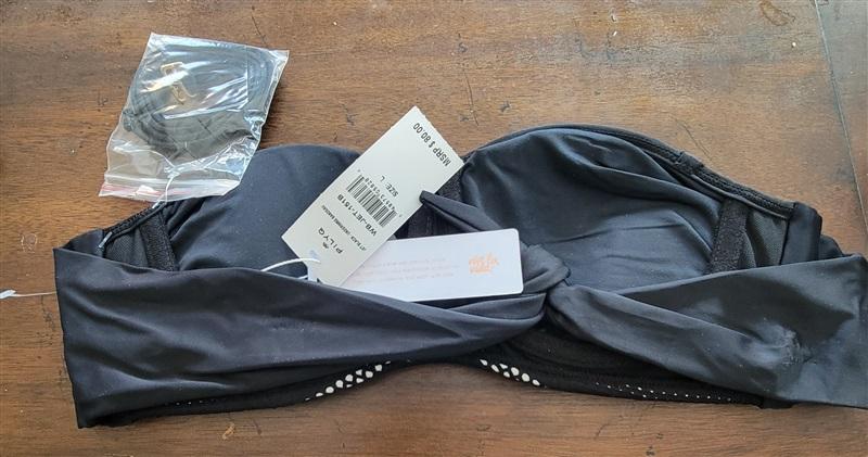 NWT Pilyq L Jet Black Underwired Bandeau Bikini Swim Top 122894