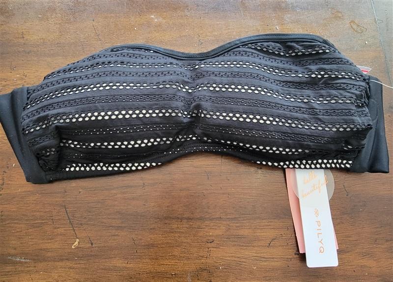 NWT Pilyq L Jet Black Underwired Bandeau Bikini Swim Top 122894