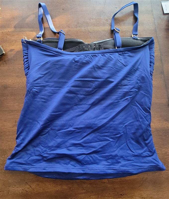 NWT La Blanca 34DD Blue Bandini Tankini Top Swimsuit 122897