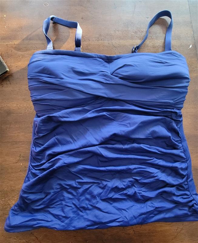 NWT La Blanca 34DD Blue Bandini Tankini Top Swimsuit 122897