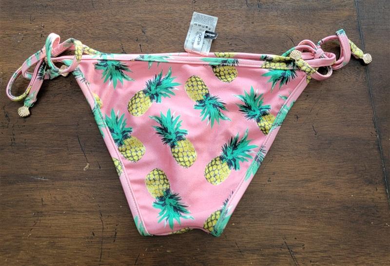NWOT WILDFOX M Pineapple tie Side Bikini Bottoms Swim 122925