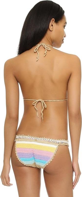 NWT Pilyq M Romance Rainbow Crochet Triangle Bikini Swim Top 122926