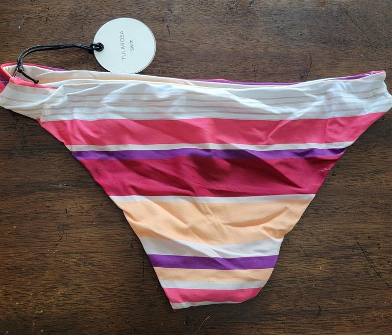 NWT Tularosa M Sofia Crimson Striped Cheeky Bikini Swim Bottoms 122936