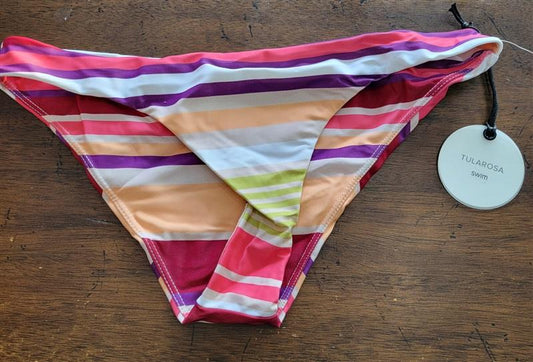 NWT Tularosa M Sofia Crimson Striped Cheeky Bikini Swim Bottoms 122936