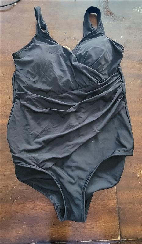 NWT Phistic 10 Front Ruched 1PC Swimsuit Black 122959