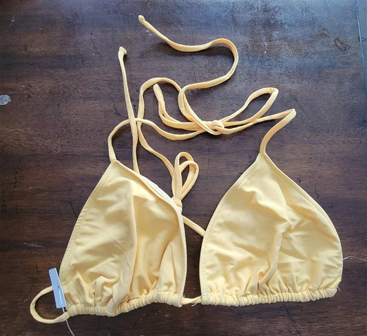 NWPT Rachel Pally Sunshine Yellow Triangle Tie Halter Bikini Swim Top 122968