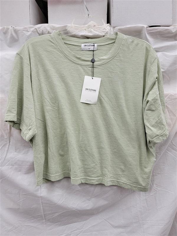 NWT LNA Large Yara Crop tee Shirt Smoke Green 122989