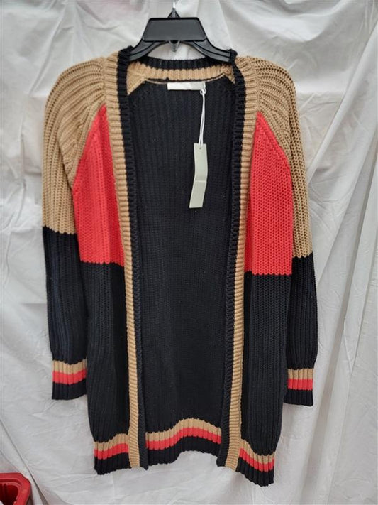 NWT One Gray Day XS Cotton Cashmere Colorblock Cardigan Sweater 122991