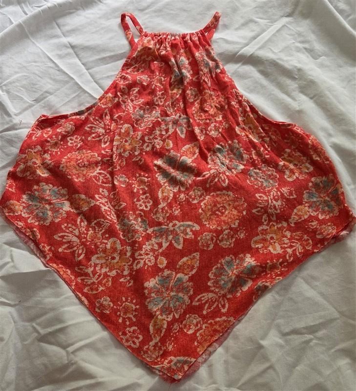 NWOT We the Free People L Handkerchief Hem Cami Red Flower Tank Top 122997