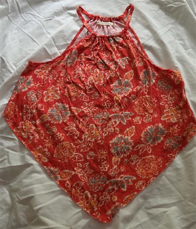 NWOT We the Free People L Handkerchief Hem Cami Red Flower Tank Top 122997