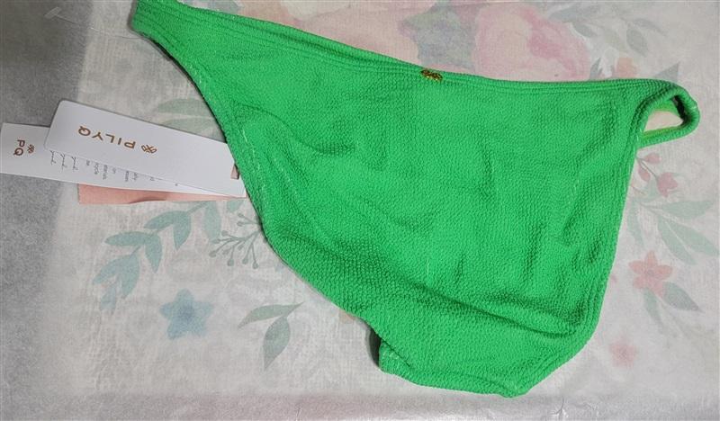 NWT Pilyq Kiwi Reef M Green Textured High Cut Full Bikini Swim Bottom 123001