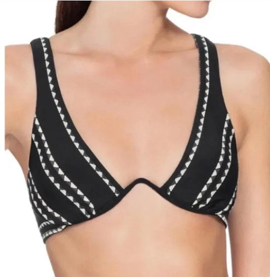 NWT Robin Piccone Naomi M Black White Underwire Bikini Top 123005