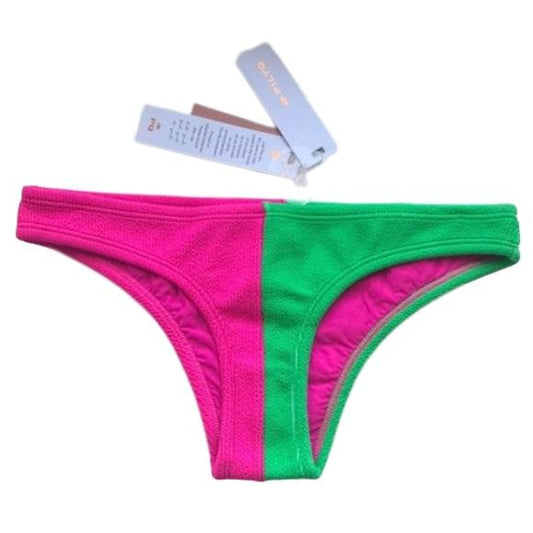 NWT Pilyq Kiwi Reef M Smocked Color Block Teeny Bikini Swim Bottom 123013