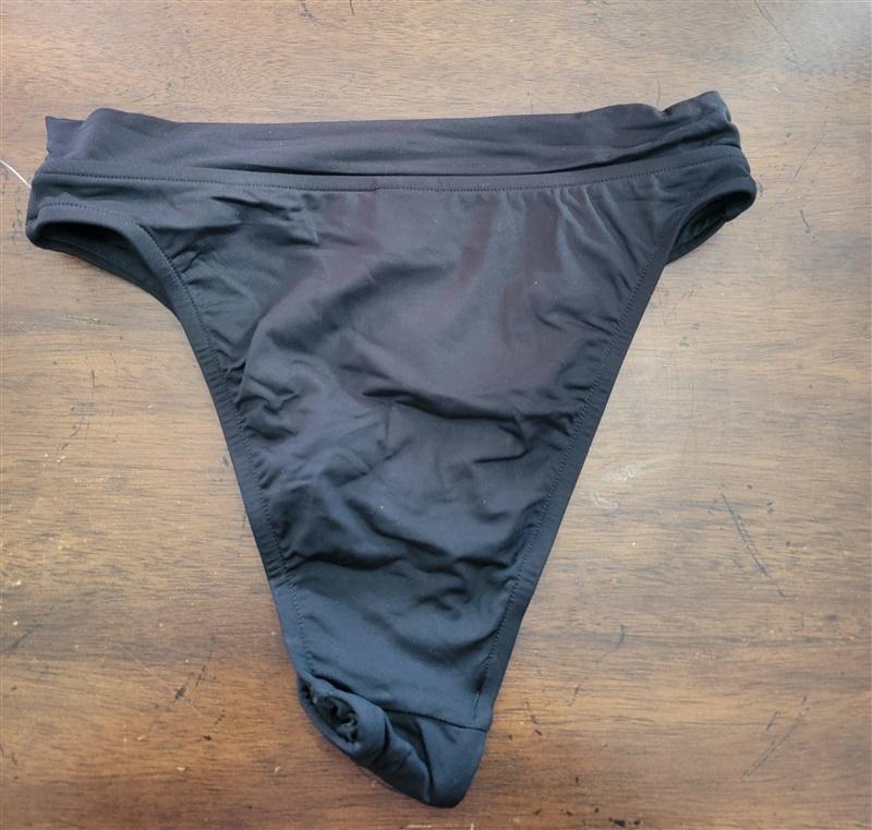 NWOT Seafolly 6 USA Go Overboard High cut Waist Bikini Bottom Black 123023