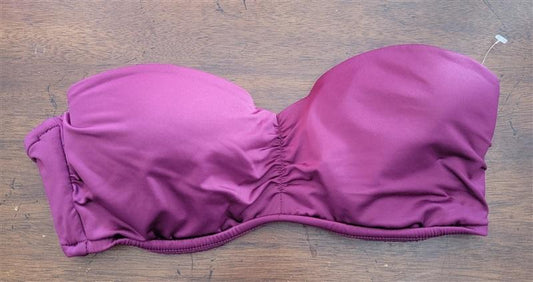NWOT Seafolly 8 USA Solid Underwire Bandeau Bra Bikini Top Wine 123024