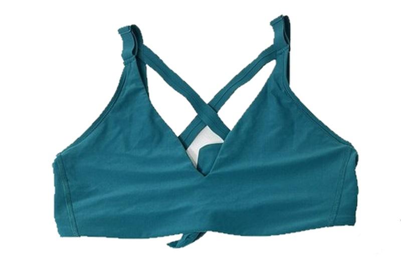 NWT EBW Tilde XS Solid Deep Green Keyhole Scoop Bikini Swim Top 123028