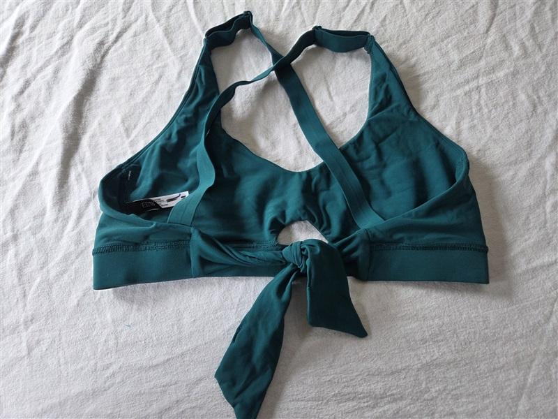 NWT EBW Tilde XS Solid Deep Green Keyhole Scoop Bikini Swim Top 123028