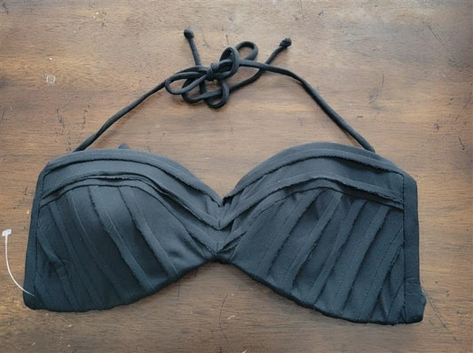NWOT Robin Piccone M Black Bandeau Bikini Swim Top 123029