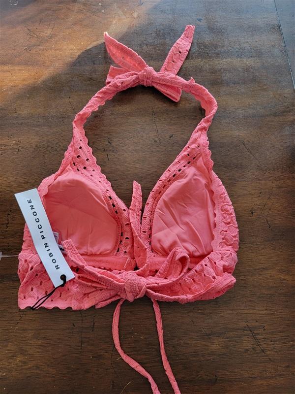 NWT Robin Piccone XS Carly Halter Coral Bikini Top 123034