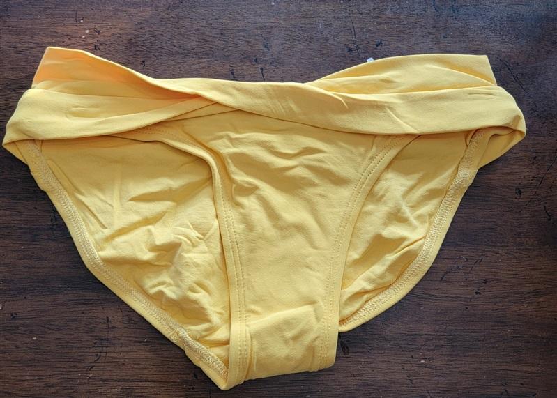 NWOT Robin Piccone Ava XS Twist Yellow Solid Full Bikini Swim Bottom 123040