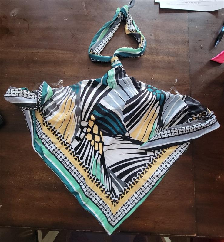 NWOT Becca S Hi Neck Butterfly Reversible Handkerchief Bikini Swim Top 123064