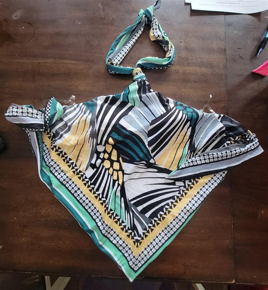 NWOT Becca S Hi Neck Butterfly Reversible Handkerchief Bikini Swim Top 123064